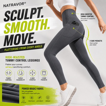 NATRAVOR® | High Waisted Tummy Control Pocket Shaping Training Leggings