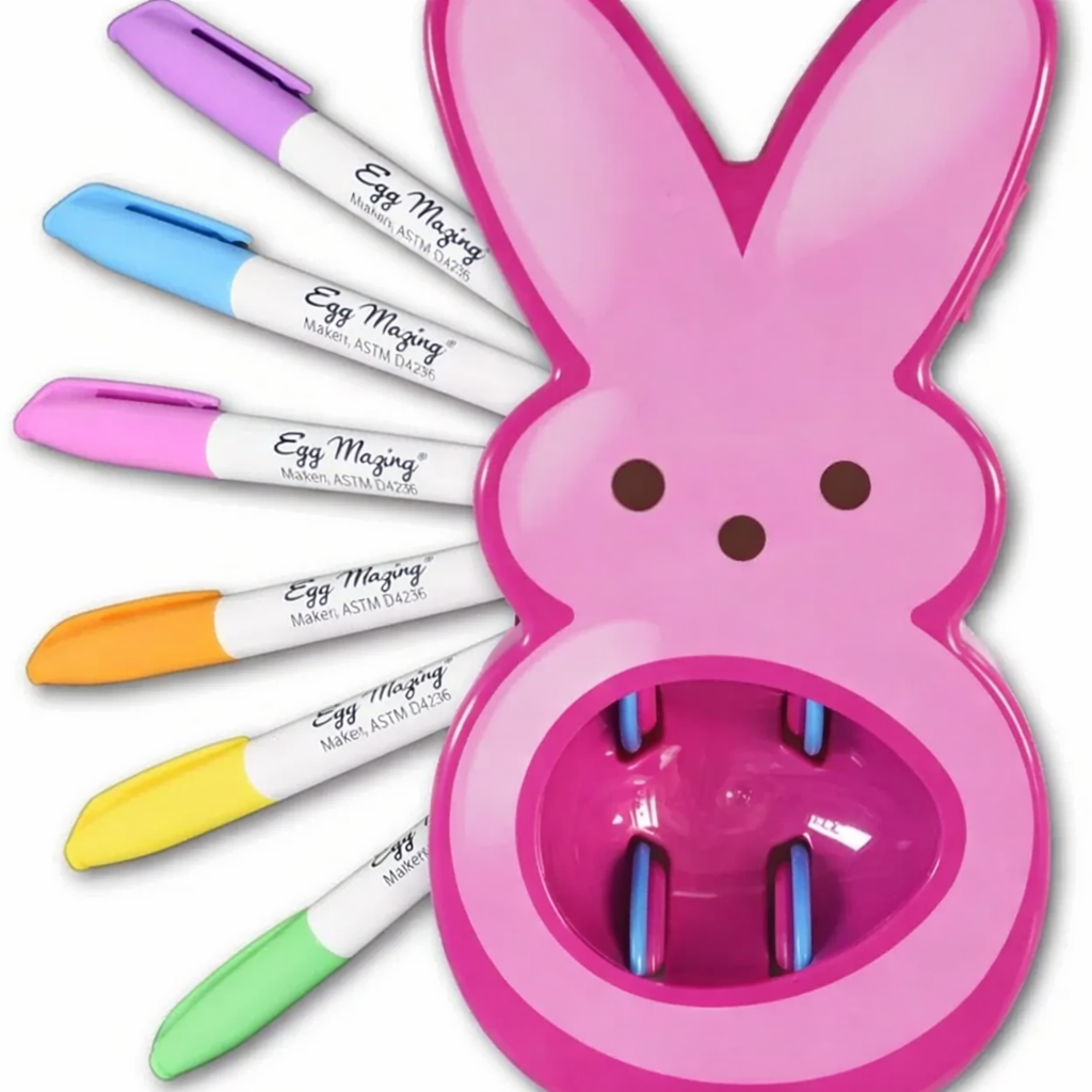 PEEPS Bunny Eggmazing Egg Decorator with 6 Colorful Markers for Less Mess Easter Fun DIY Decorations