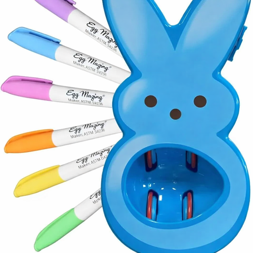 PEEPS Bunny Eggmazing Egg Decorator with 6 Colorful Markers for Less Mess Easter Fun DIY Decorations