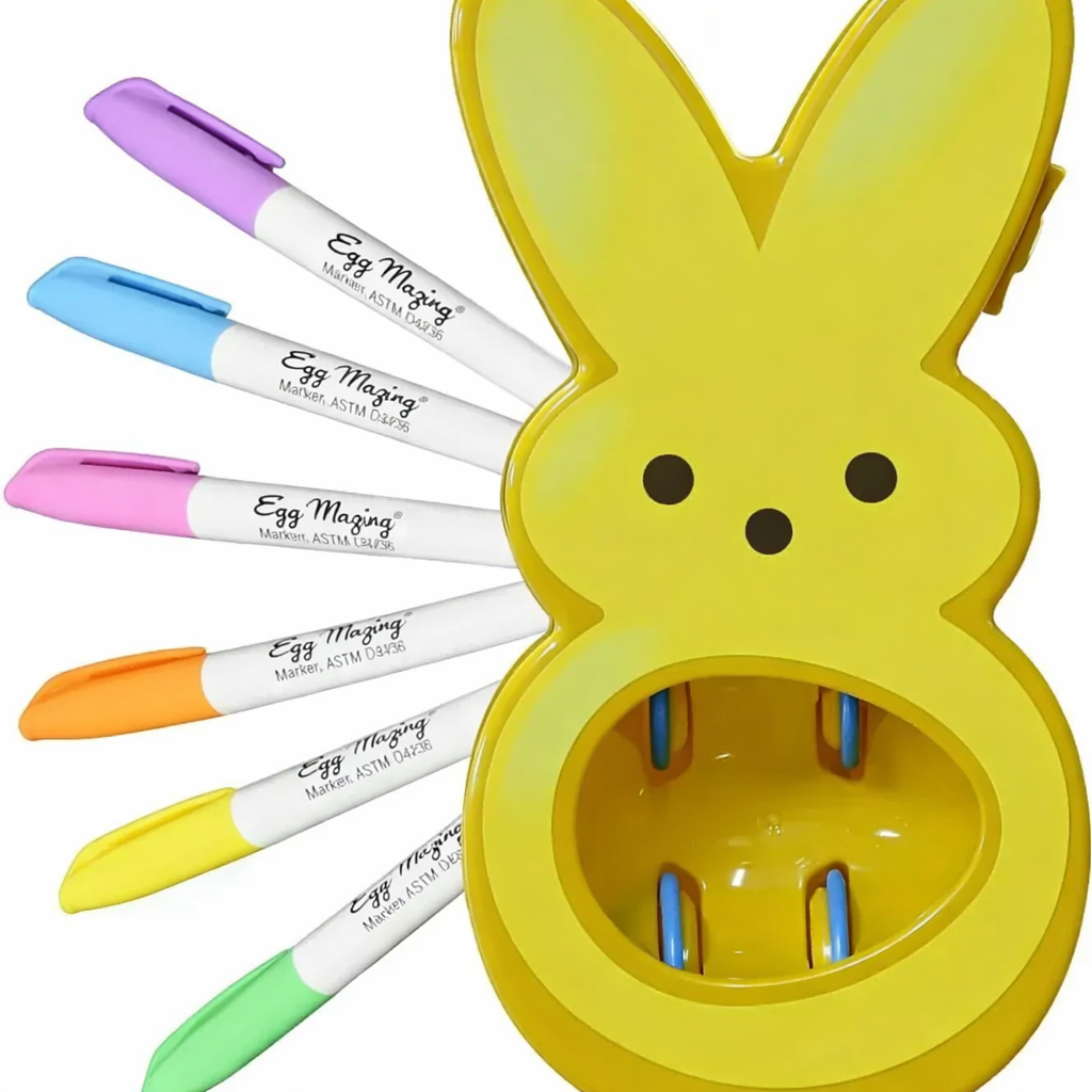 PEEPS Bunny Eggmazing Egg Decorator with 6 Colorful Markers for Less Mess Easter Fun DIY Decorations
