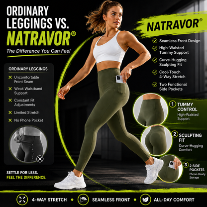 NATRAVOR® | High Waisted Tummy Control Pocket Shaping Training Leggings