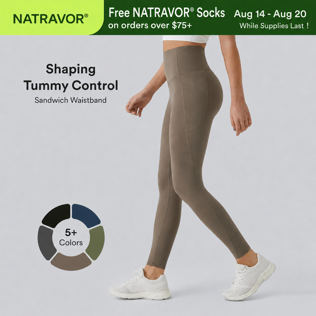 NATRAVOR® | High Waisted Tummy Control Pocket Shaping Training Leggings