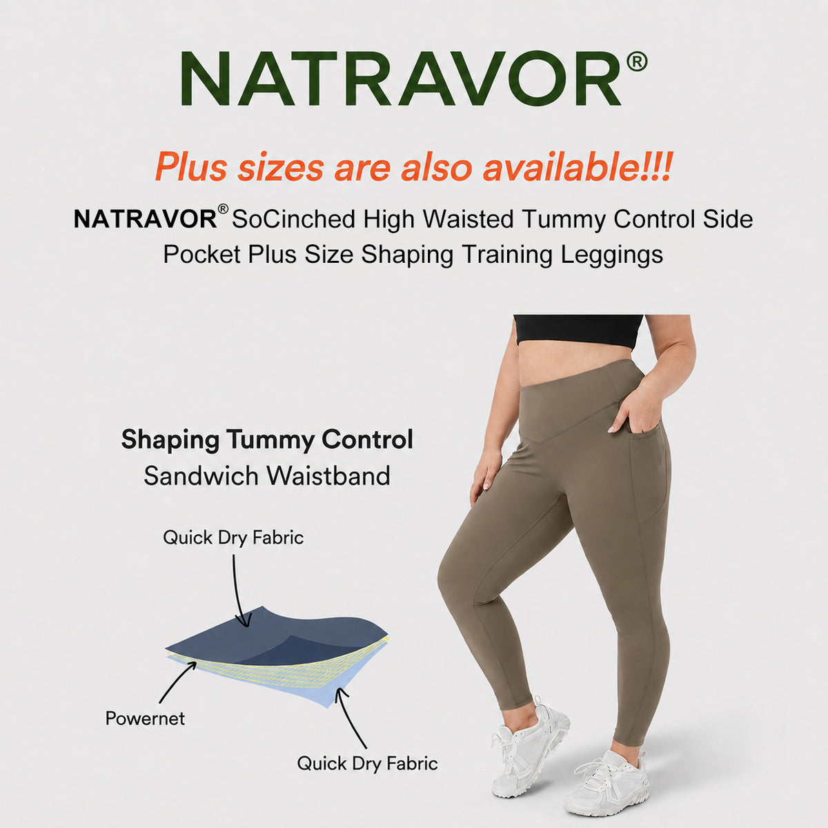 NATRAVOR® | High Waisted Tummy Control Pocket Shaping Training Leggings