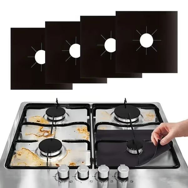 📢📢50% OFF !!⏰🎉 2026 Sale — Over 21,000 Sold! 🥘 Reusable Gas Stove Burner Liners♻️ (Set of 4)