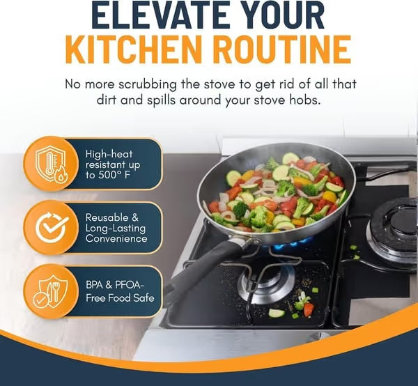 📢📢50% OFF !!⏰🎉 2026 Sale — Over 21,000 Sold! 🥘 Reusable Gas Stove Burner Liners♻️ (Set of 4)