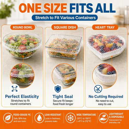 🔥LAST DAY SALE 49% OFF-100Pcs Medium Reusable Elastic Plastic Bowl Covers - Kitchen Bread Proofing