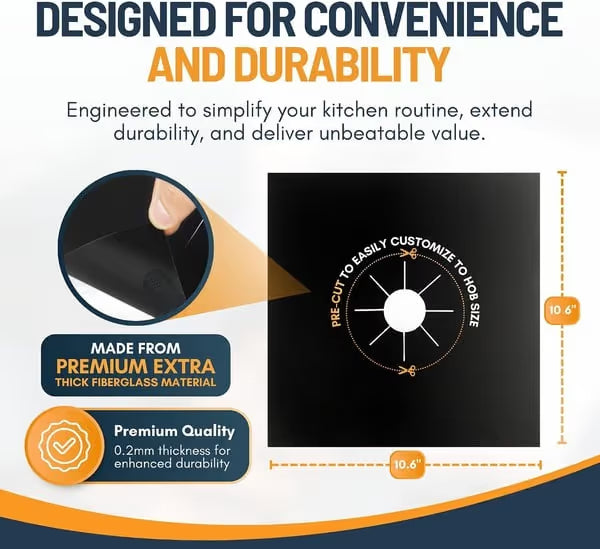 📢📢50% OFF !!⏰🎉 2026 Sale — Over 21,000 Sold! 🥘 Reusable Gas Stove Burner Liners♻️ (Set of 4)