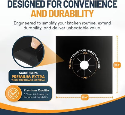 📢📢50% OFF !!⏰🎉 2026 Sale — Over 21,000 Sold! 🥘 Reusable Gas Stove Burner Liners♻️ (Set of 4)