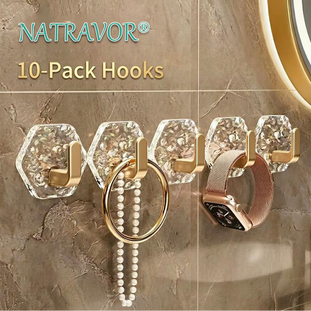 Self-Adhesive Hooks 10/20/40 Pack Hexagonal Ripple Design Heavy Duty Sticky Hooks