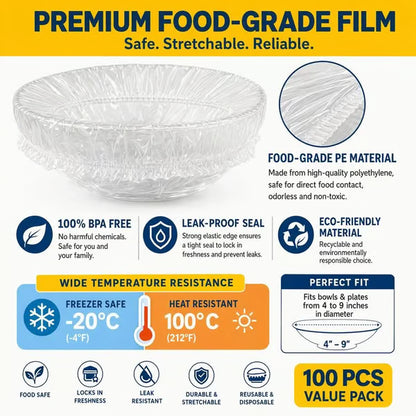 🔥LAST DAY SALE 49% OFF-100Pcs Medium Reusable Elastic Plastic Bowl Covers - Kitchen Bread Proofing