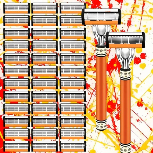 🎉Hot Sale 49% Off🔥  24/48Pcs Men's Razor Blade Replacement with Handle