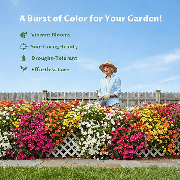 🌸 Turn Bare Soil into a Rainbow Carpet: "Everblooming" Moss Rose Seeds!