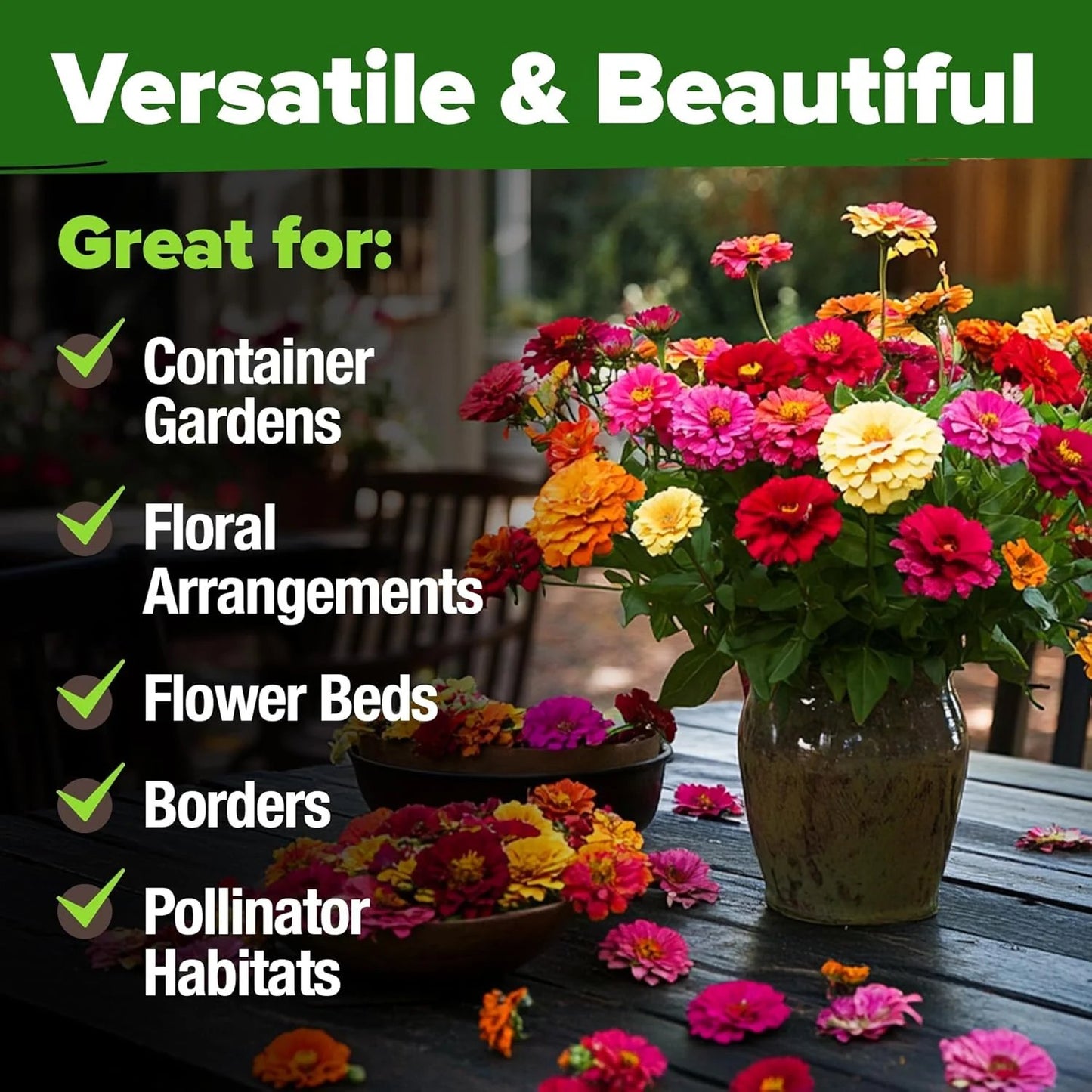 🌺Zinnia California Giant Mix - 7,300+ (2 oz) | No Filler - USA Heirloom Flower Seeds
